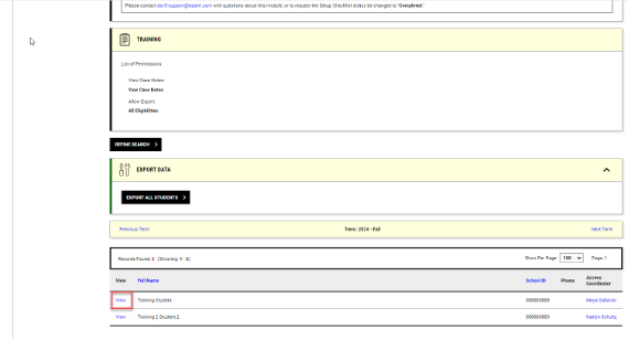 View student screenshot A screenshot showing where to click