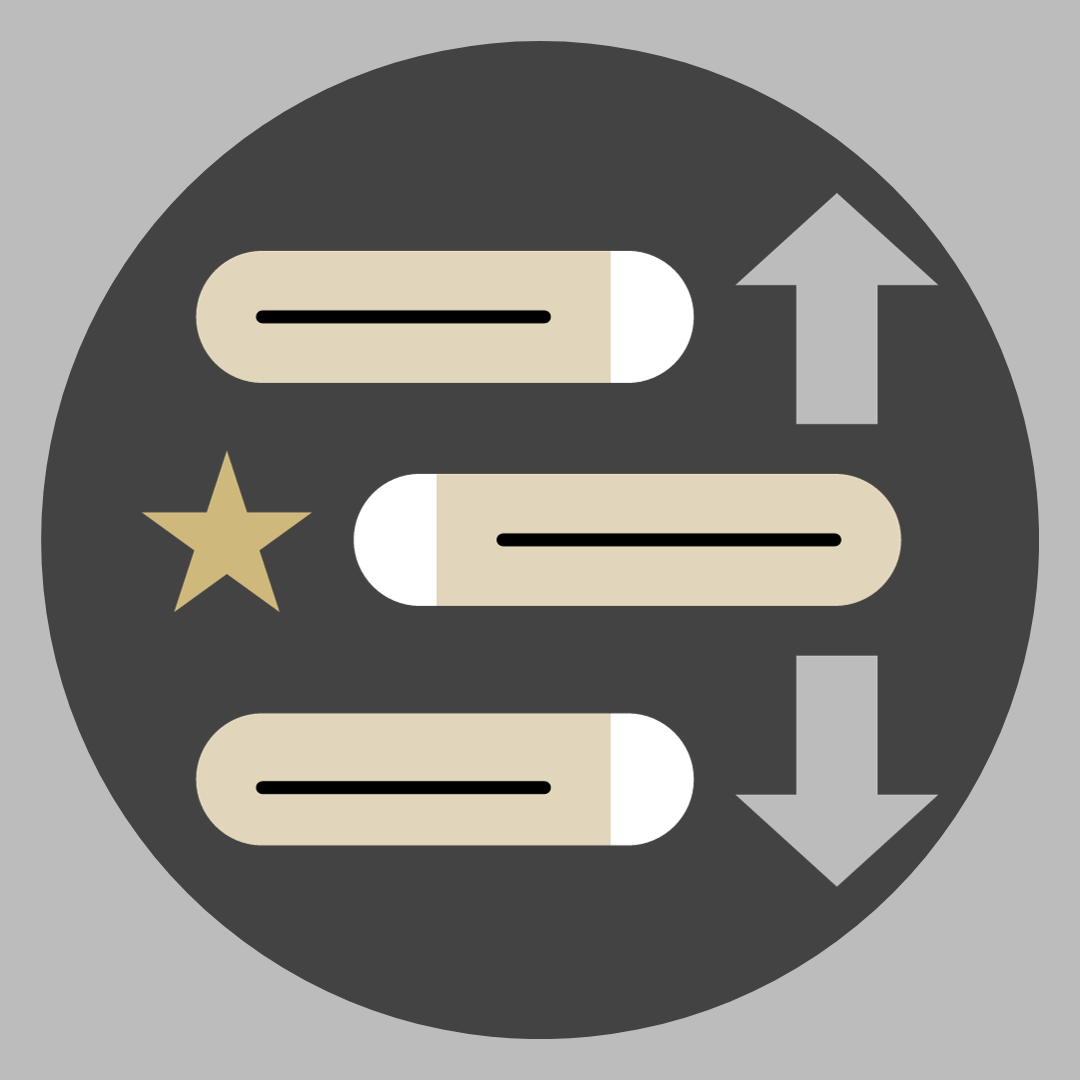 Graphic of arrows prioritizing a list item